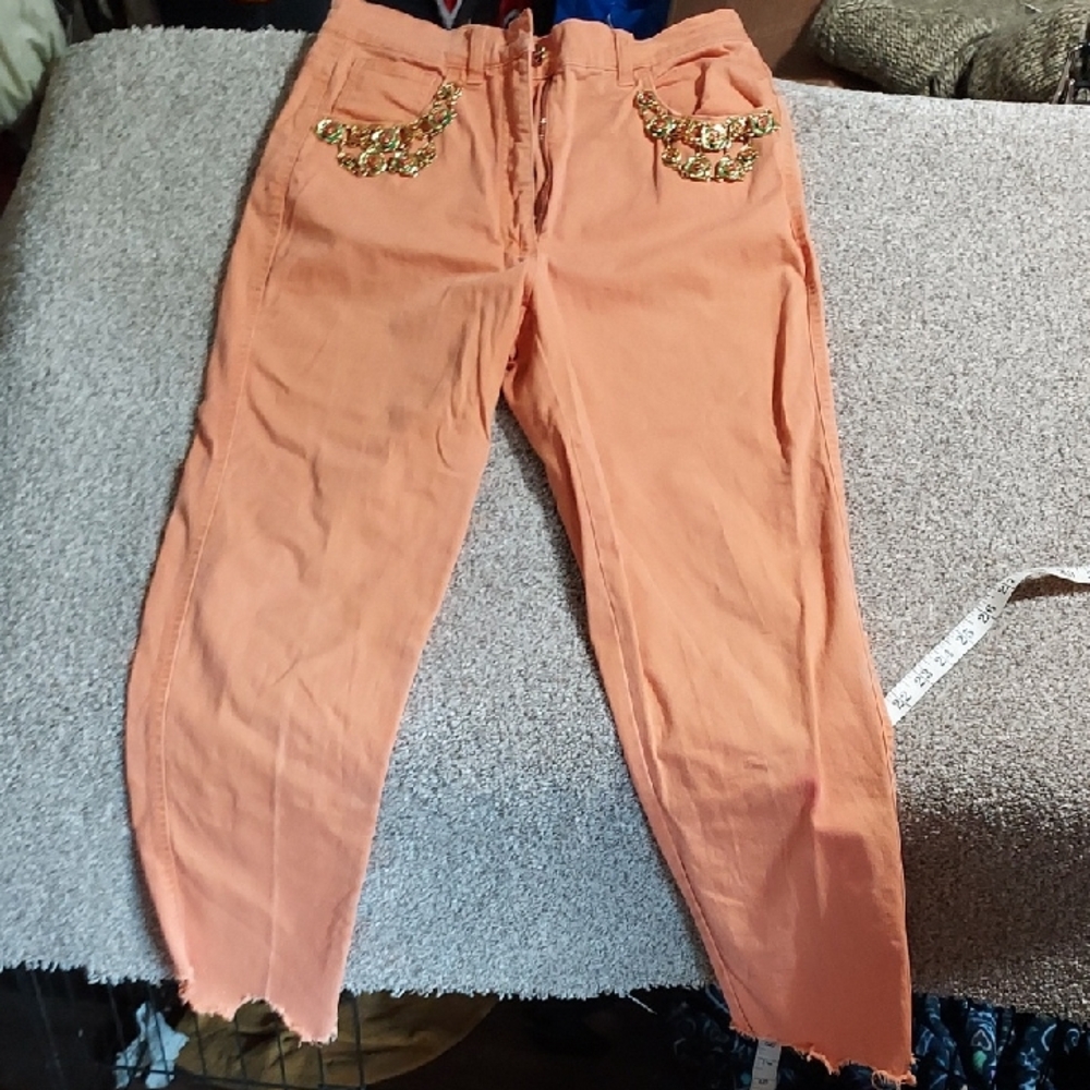 Vittorio Tangerine Jeans with Gold Details